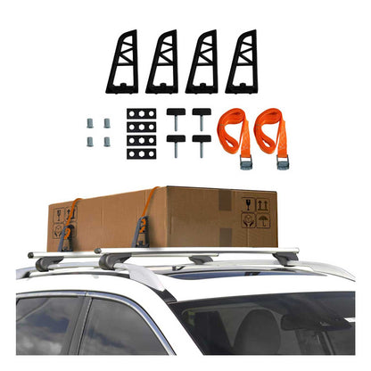 4x Load Stopper Lockable Cross Bar Roof Rack Load Limiter + 2 Pcs 118.11" Belts