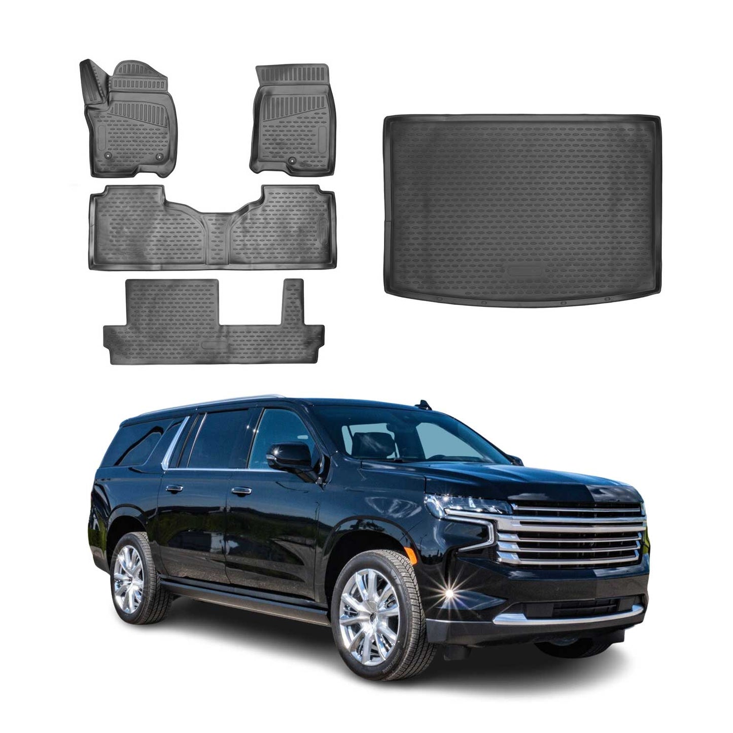 2021-2026 Chevrolet Suburban Floor Mats & Cargo Liner Full Set Black