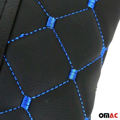 1x Car Seat Neck Pillow Head Shoulder Rest Pad PU Leather Black Blue Stitches