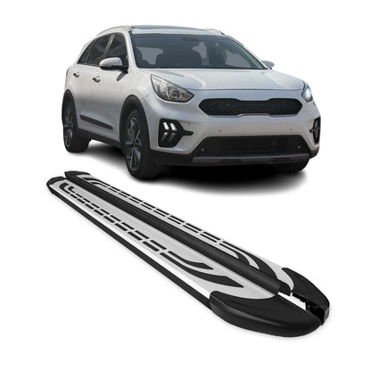 2017-2022 Kia Niro 1.gen Running Boards Side Steps Silver & Black