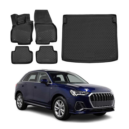2019-2025 Audi Q3 2.gen Floor Mats & Cargo Liner Full Set All Weather Black