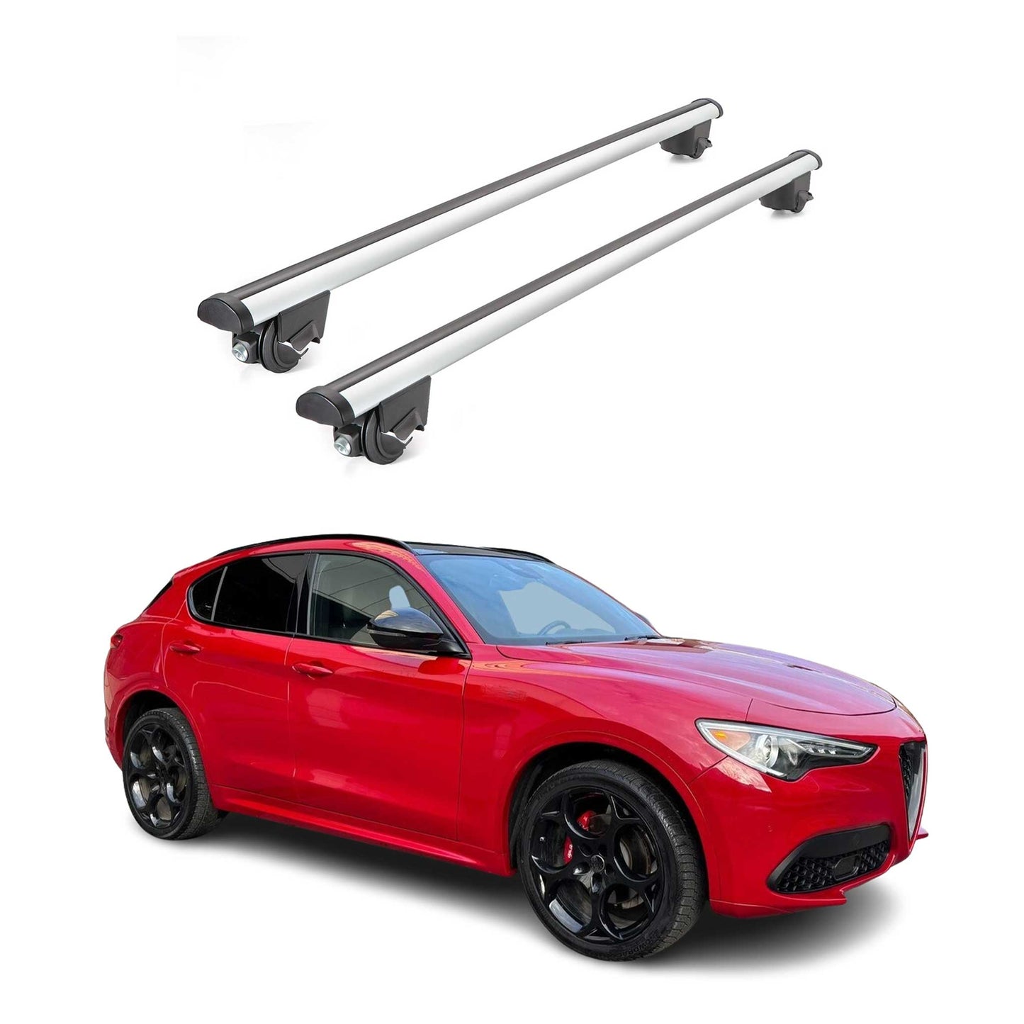 2018-2026 Alfa Romeo Stelvio Roof Rack Cross Bars Silver