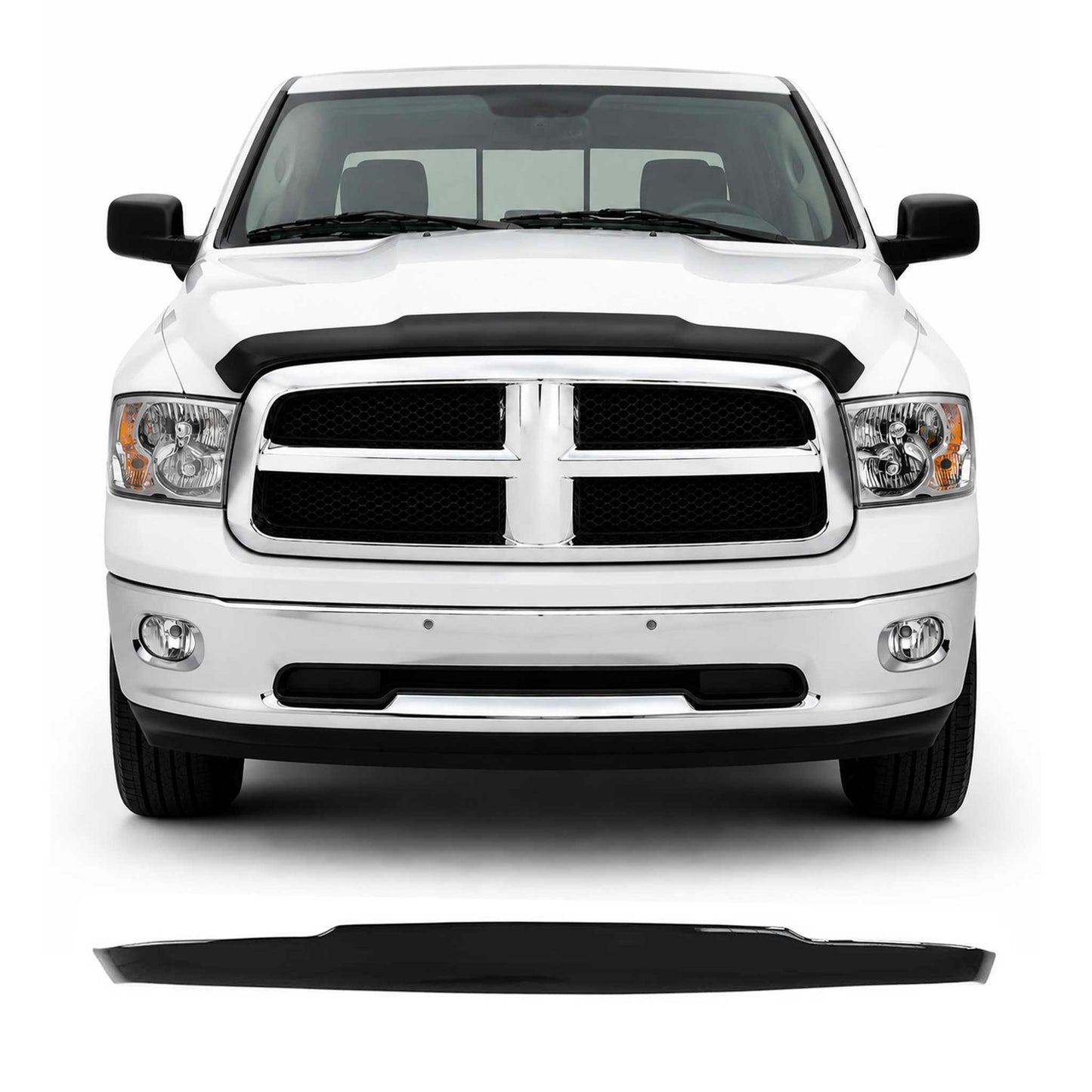 2002-2011 Dodge Ram 1500 Front Bug Shield Hood Deflector 1 Pc Smoke Stick Install