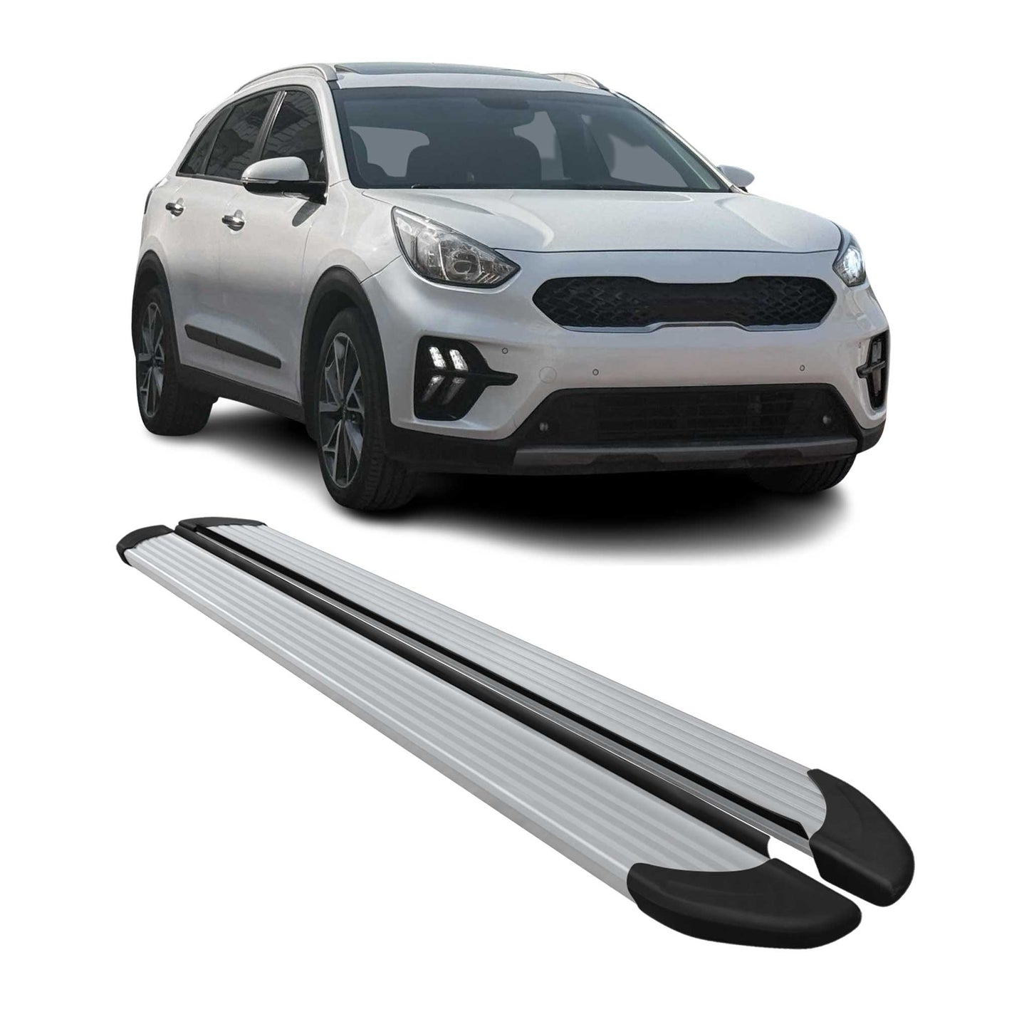 2017-2022 Kia Niro 1.gen Running Boards Side Steps Silver