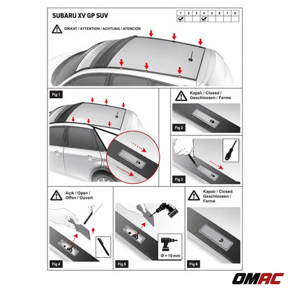 2013-2015 Subaru XV Crosstrek Roof Rack Cross Bars Silver