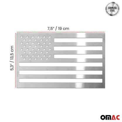 US American Flag Brushed Chrome Decal Car Sticker Emblem Stainless Steel