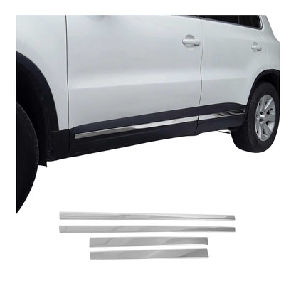 2012-2017 VW Tiguan Side Door Molding Trim Skirt Garnish Stainless Steel Silver 4 Pcs