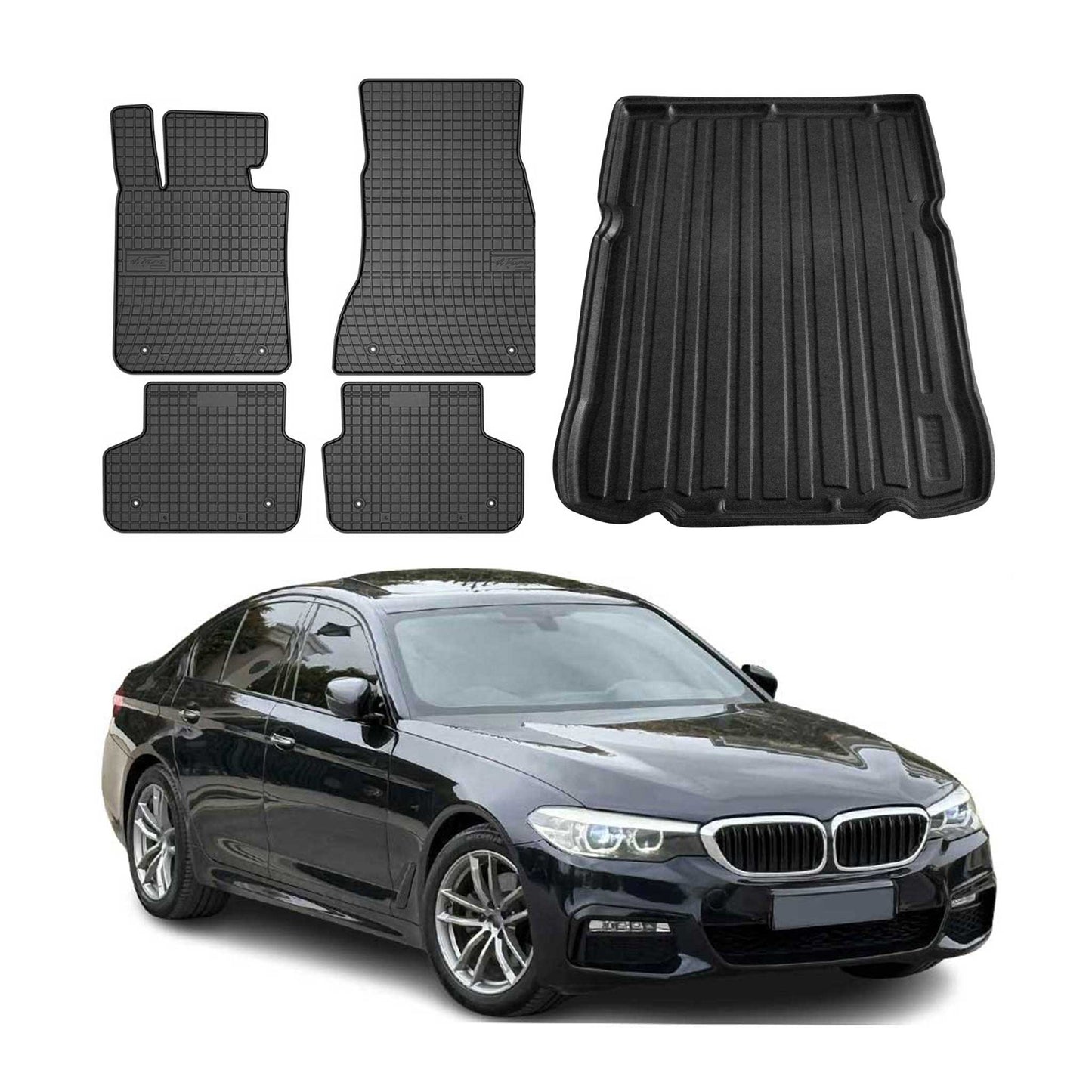 2019-2024 BMW 5 Series G30 Sedan 2017-2023 / M5 F90 Floor Mats & Cargo Liner Full Set All Weather