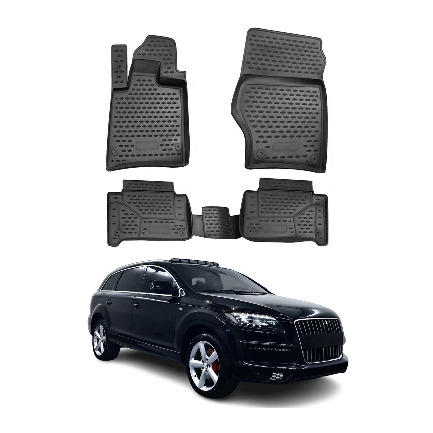 2007-2015 Audi Q7 1.gen Floor Mats Liners Full Set All Weather Black