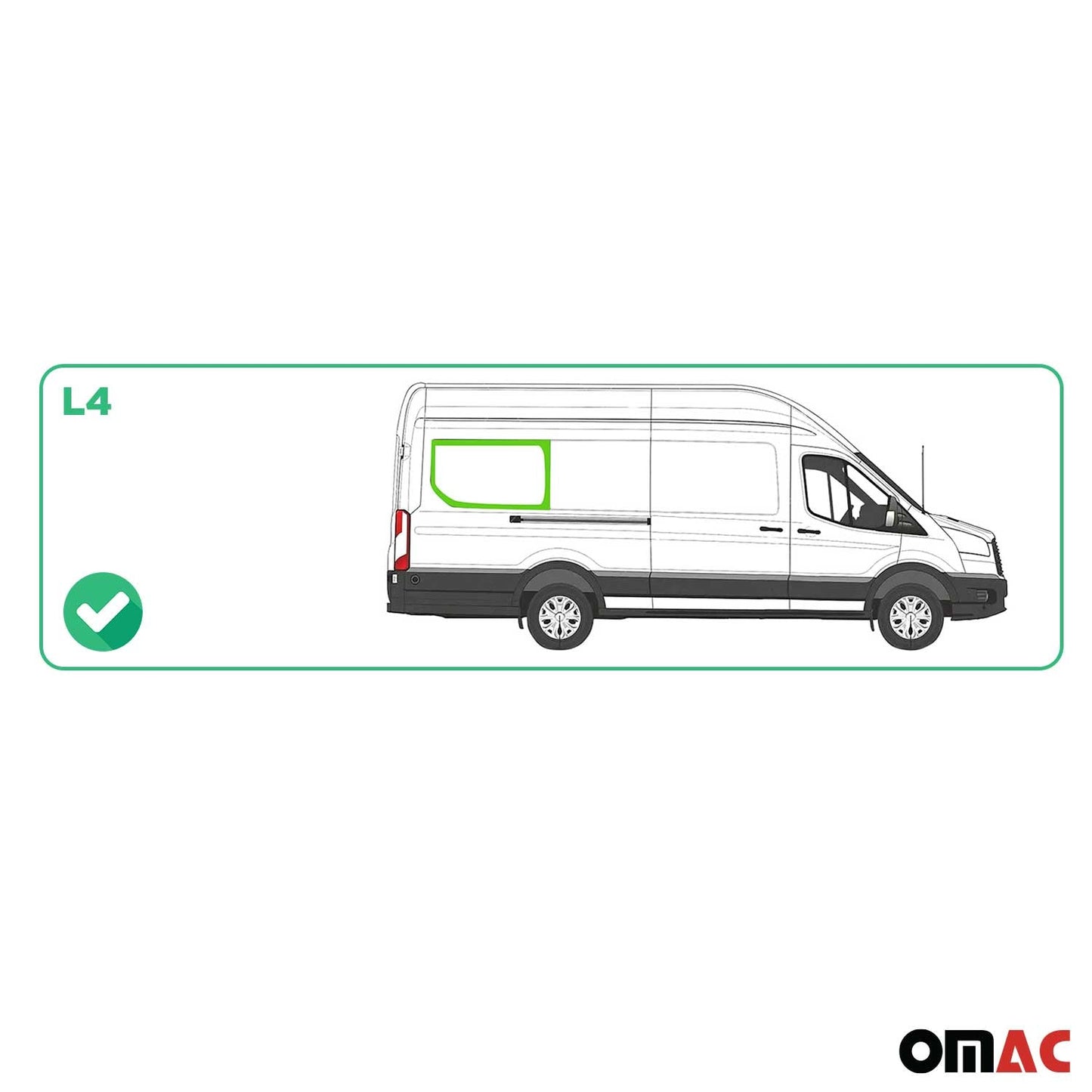 2015-2026 Ford Transit Window Glass Mid-High Roof Right Side Rear L4 Black