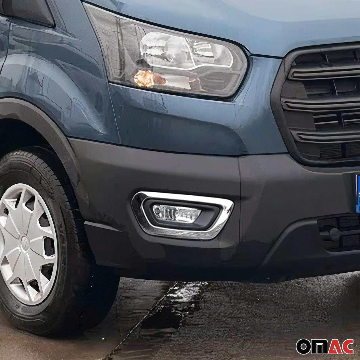 2021-2026 Ford Transit Fog Light Lamp Bezel Cover Stainless Steel Silver 2 Pcs