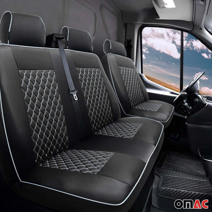 2015-2026 Ford Transit Leather Front Car Seat Covers Protector Black White