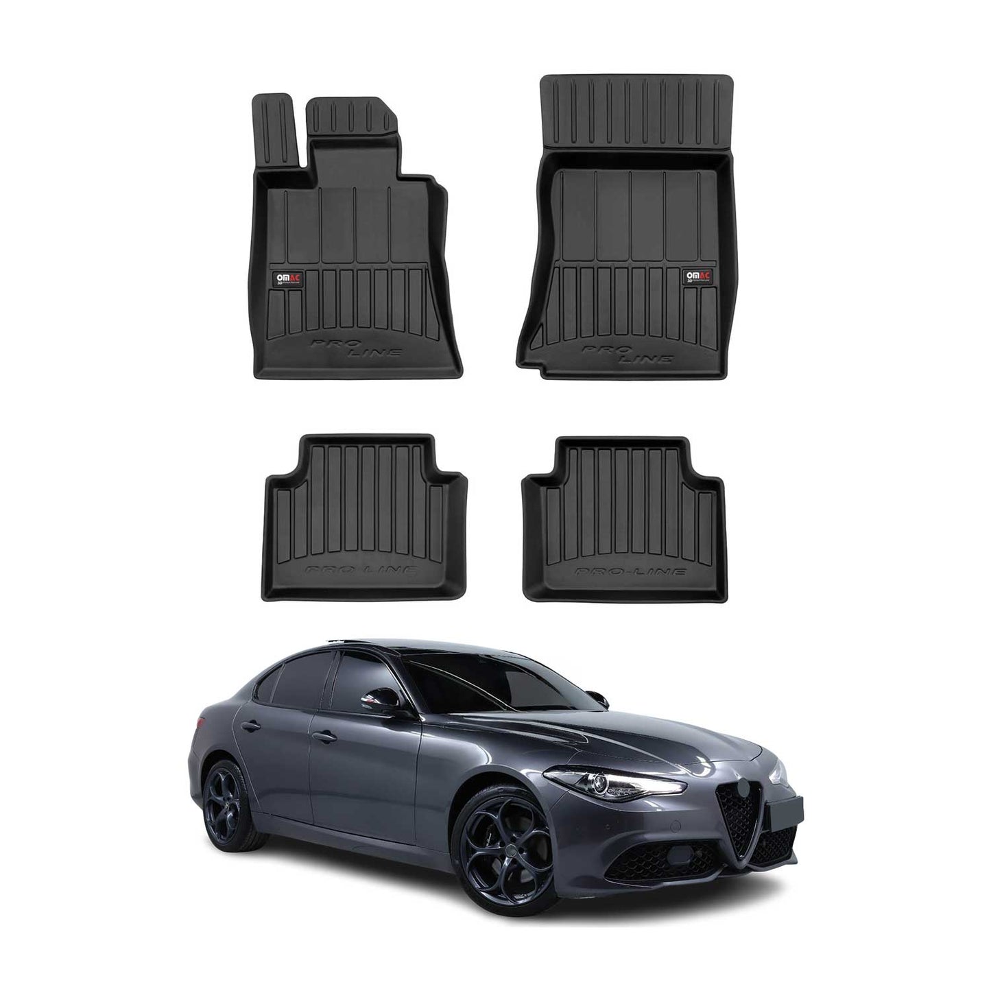 2017-2026 Alfa Romeo Giulia RWD Premium Floor Mats Liners Full Set All Weather Heavy Duty Black