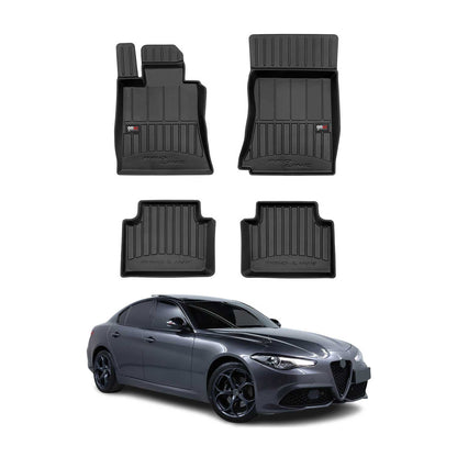 2017-2026 Alfa Romeo Giulia RWD Premium Floor Mats Liners Full Set All Weather Heavy Duty Black