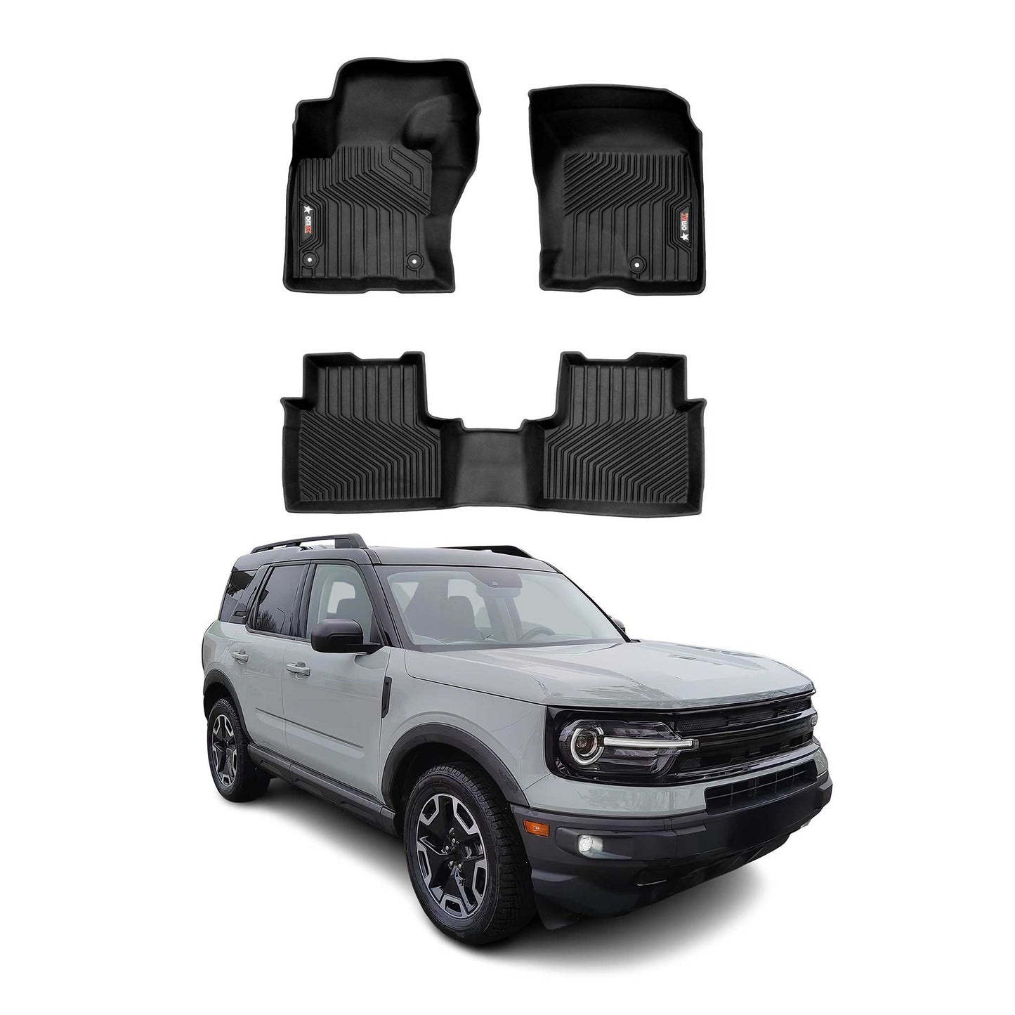 2021-2026 Ford Bronco Sport Premium Floor Mats Liners First and Second Row Set Black