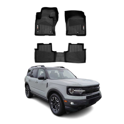 2021-2026 Ford Bronco Sport Premium Floor Mats Liners First and Second Row Set Black