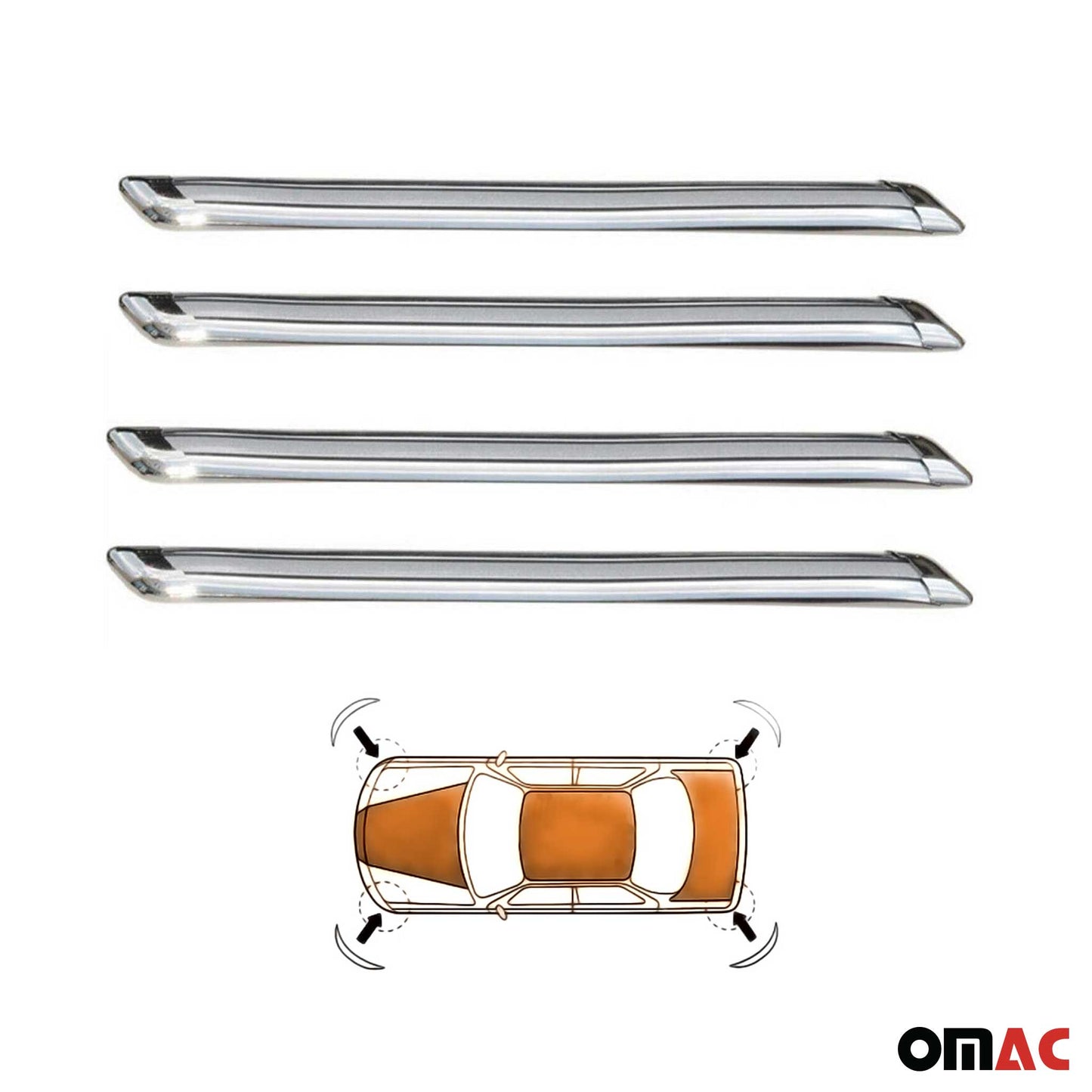 Front Rear Bumper Corner Protector Guard Trim Anti Scratch Silver 4 Pcs