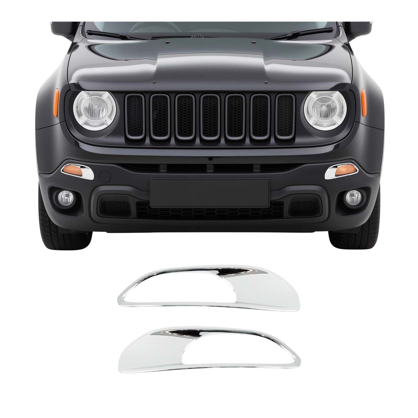 2015-2018 Jeep Renegade Headlight Trim Bottom Chrome ABS 2Pcs