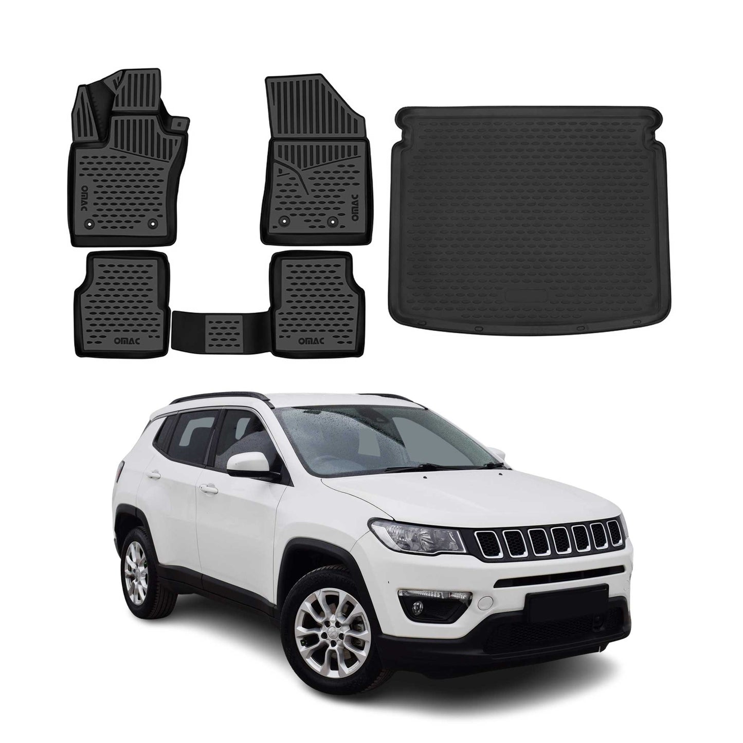 2017-2026 Jeep Compass Floor Mats & Cargo Liner Full Set All Weather Upper Trunk
