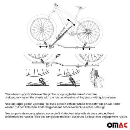Car Rooftop Mount Bike Rack Carrier Bicycle Universal Lockable Silver 2Pcs