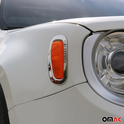 2015-2024 Jeep Renegade Side Indicator Signal Trim Cover Silver Steel 2 Pcs