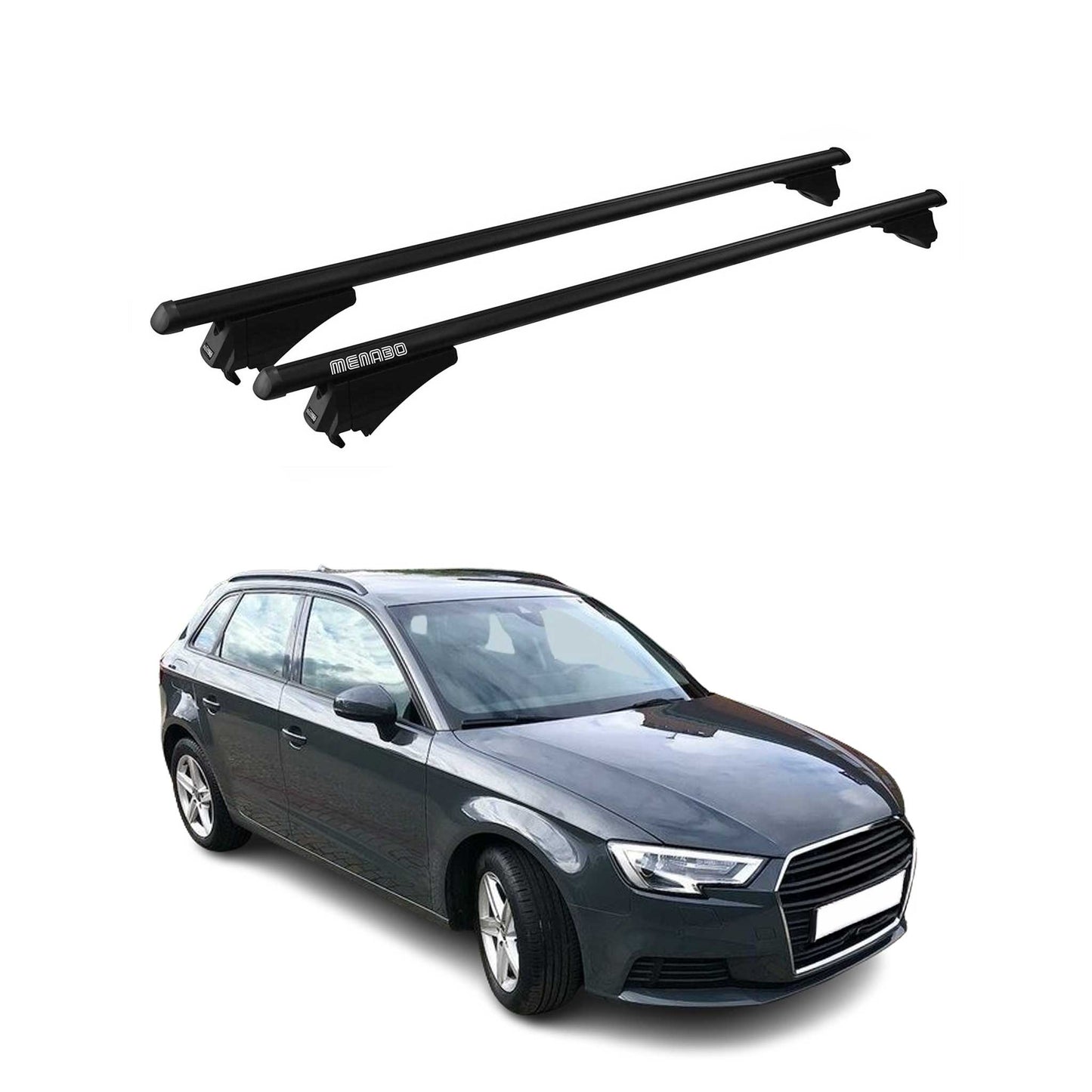 2016-2018 Audi A3 Sportback e-tron Roof Rack Cross Bars Silver Luggage Carrier