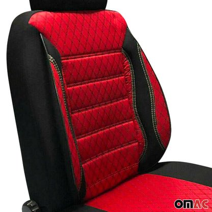 1993-2003 Volkswagen Eurovan Front Car Seat Covers Protector Black Red 2+1 Set