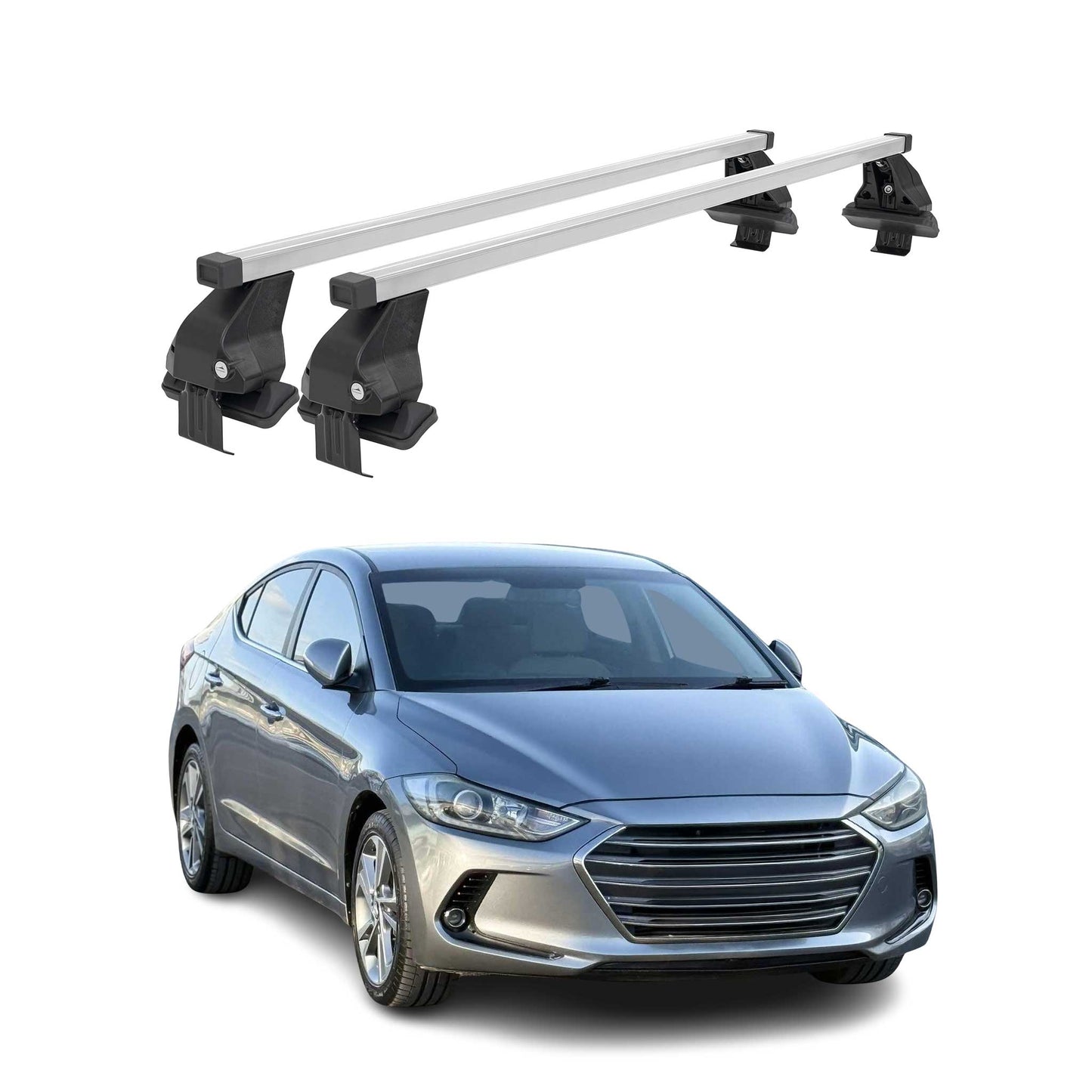 2017-2020 Hyundai Elantra Roof Rack Cross Bars Silver