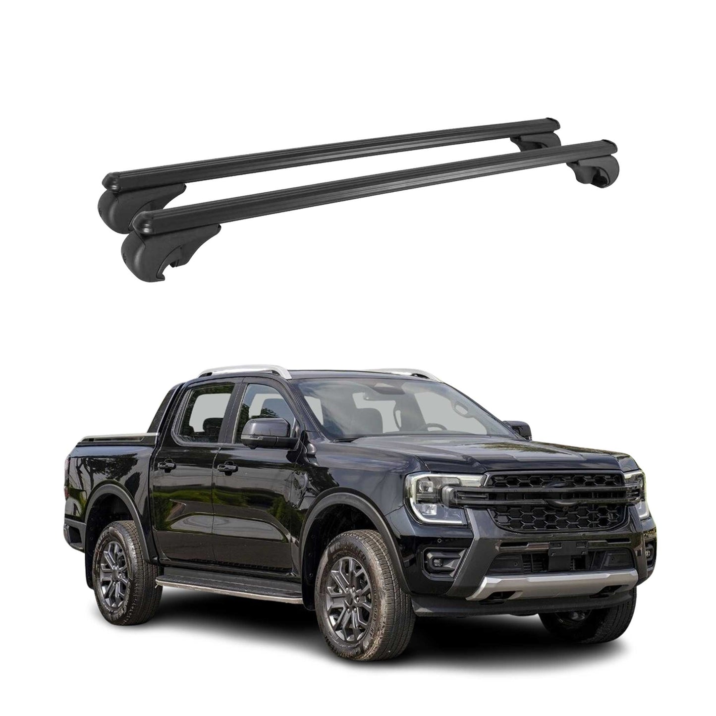 2024-2026 Ford Ranger Roof Rack Cross Bars Aluminium Black 2Pcs
