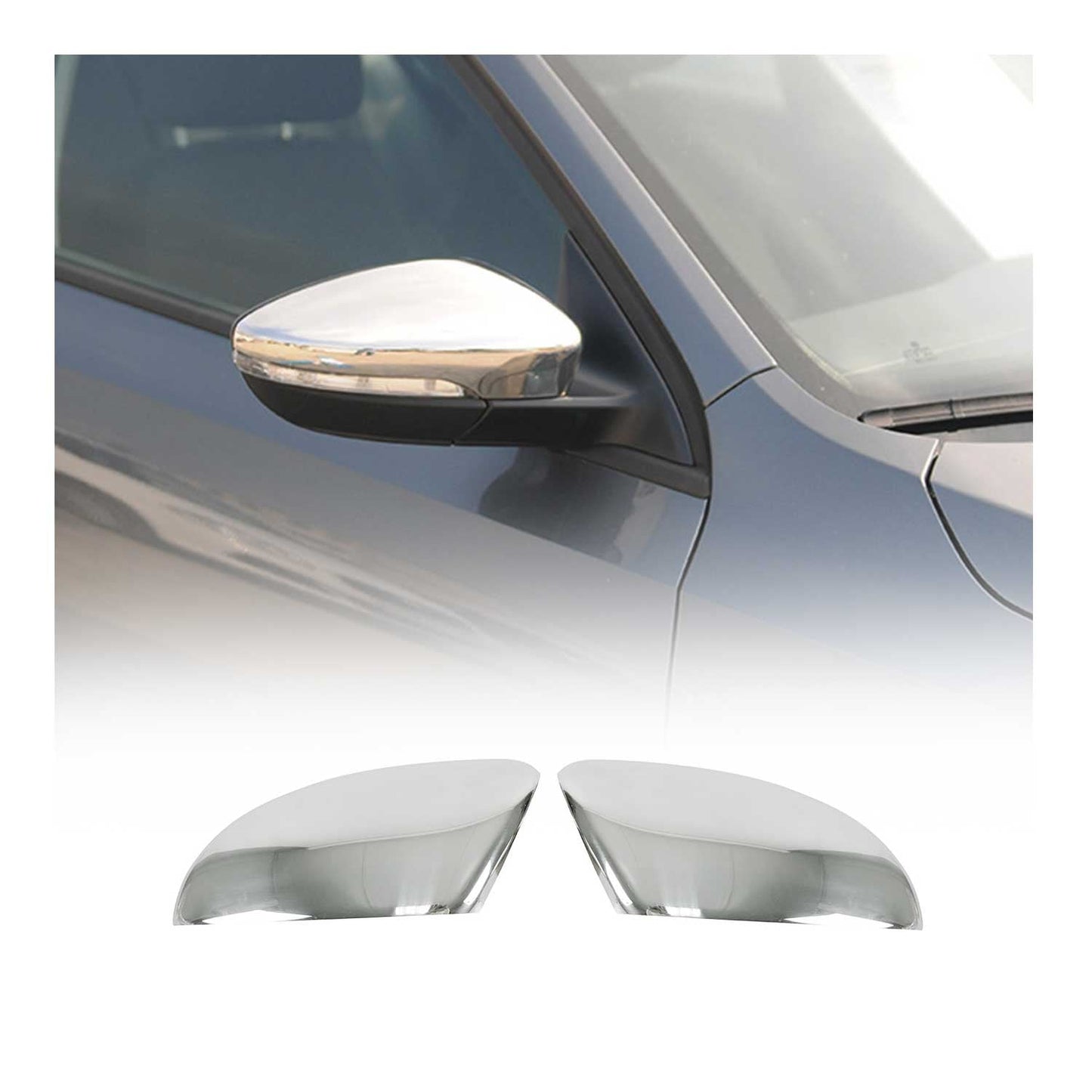 2012-2019 VW Beetle Side Mirror Cover Caps Stainless Steel Silver 2 Pcs