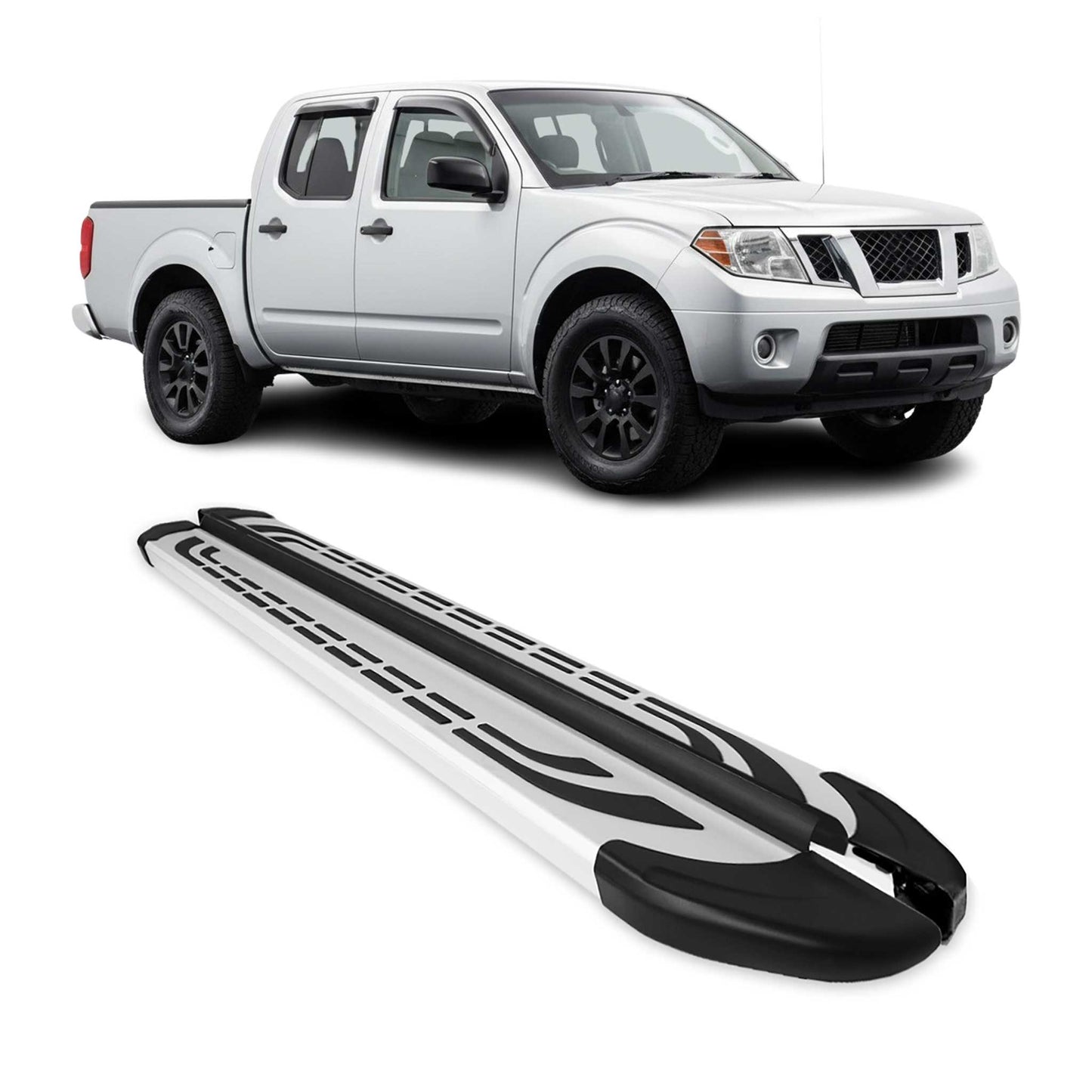 2005-2021 Nissan Frontier Running Boards Side Steps Silver