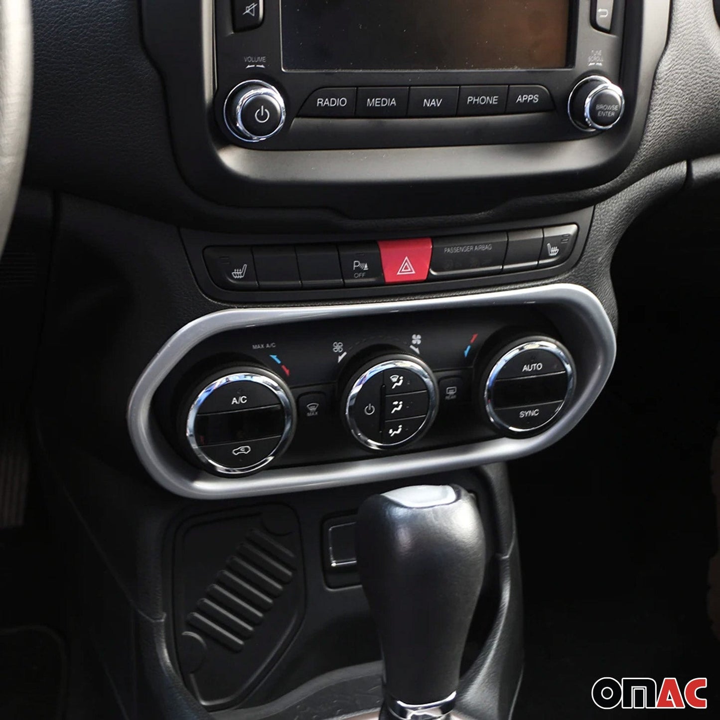 2015-2018 Jeep Renegade Air Condition Switch Trim Frame Matte Silver Chrome