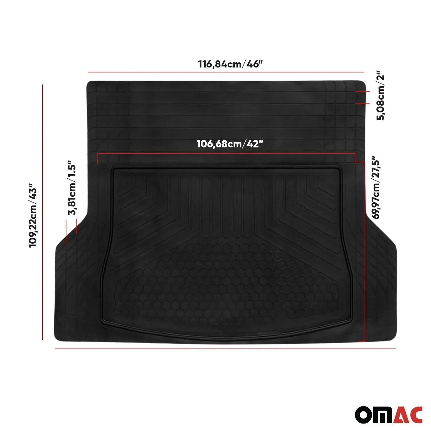 2018-2024 Lincoln Navigator Universal Cargo Mat Liner Waterproof Rubber Black 1Pc