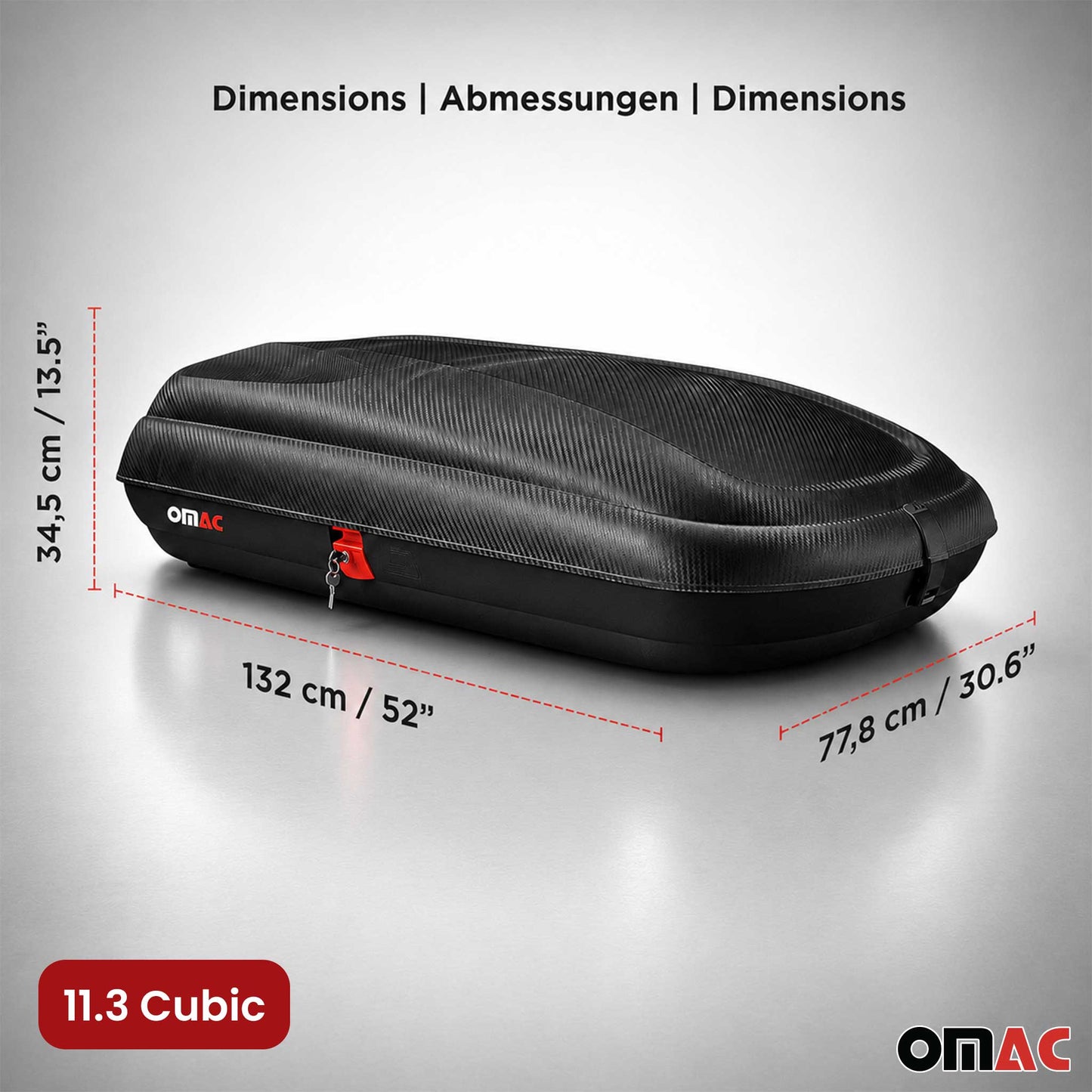 Roof Cargo Box 11.3 Cubic Feet Carbon Fiber Textured