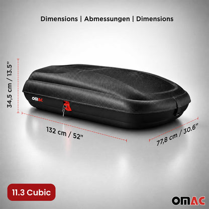 Roof Cargo Box 11.3 Cubic Feet Carbon Fiber Textured