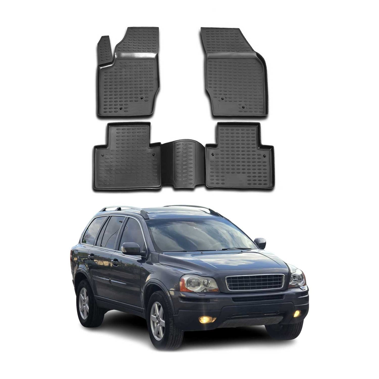 2003-2014 Volvo XC90 1.gen 5-Seats Floor Mats Liners Full Set All Weather 5 Seats Black