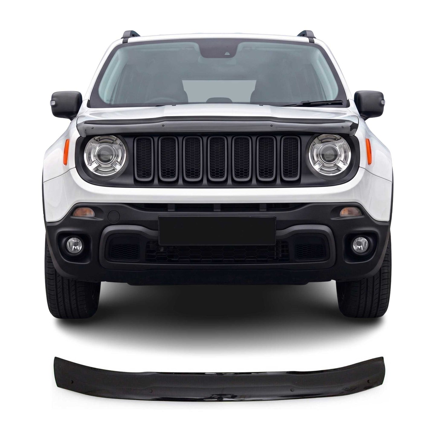 2015-2023 Jeep Renegade Front Bug Shield Hood Deflector Guard Black Smoke