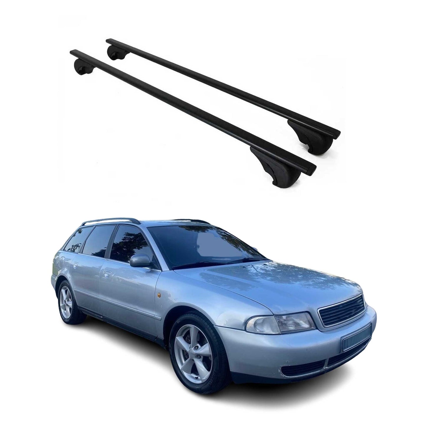 Fits 1998-2001 Audi A4 Avant Top Roof Rack Cross Bars 2Pcs Black