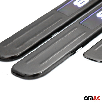 Audi Door Sill Scuff Plate Illuminated Sport Stainless Steel Dark 4 Pcs