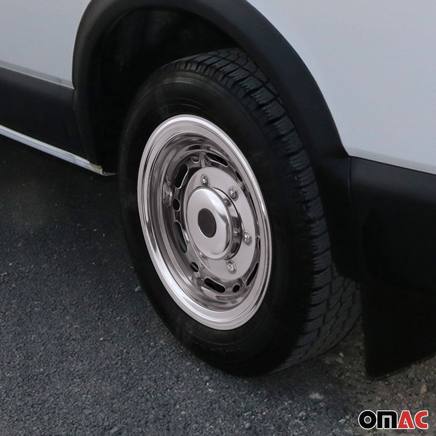 2014-2026 RAM ProMaster 16" Dual Wheel Simulator Hubcaps Chrome Silver Gloss