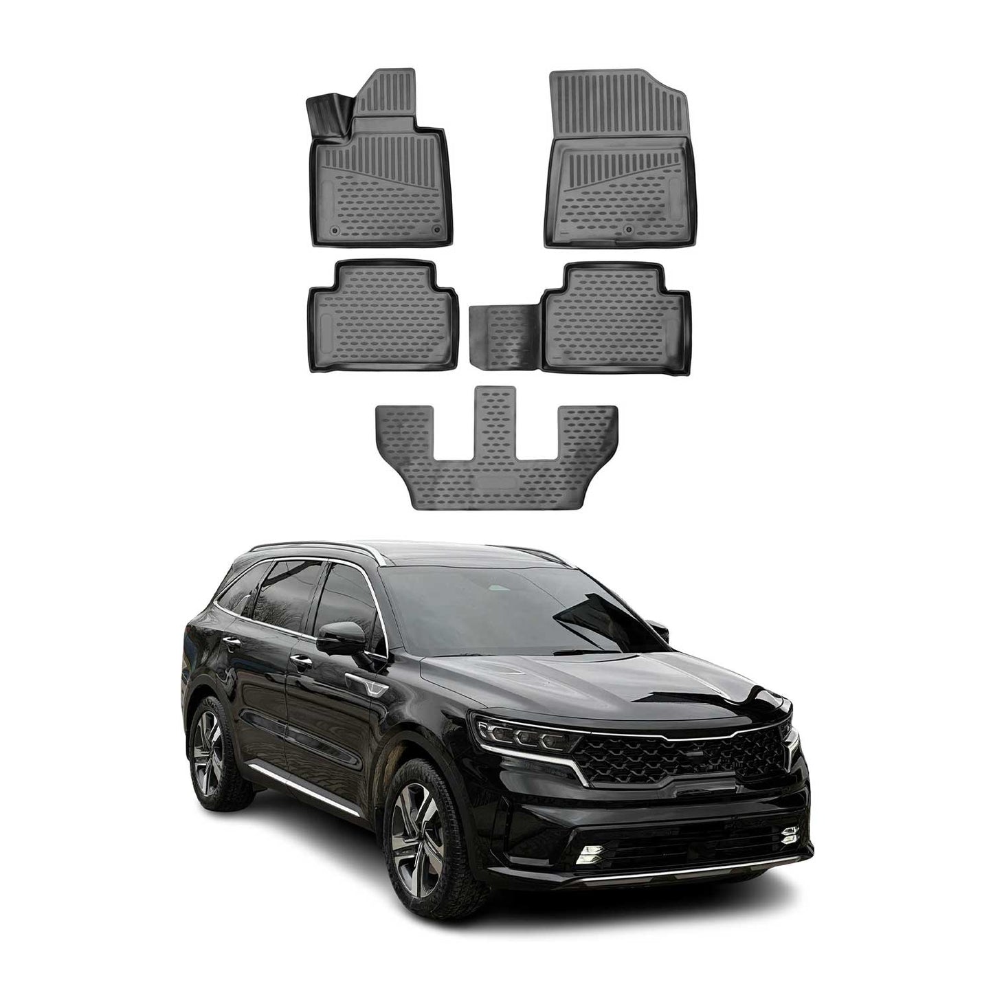 2021-2026 Kia Sorento Floor Mats Liners Full Set All Weather Black