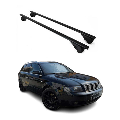 Roof Rack Cross Bars Carrier Durable for Audi A4 Wagon 2001-2005 Black 2Pcs