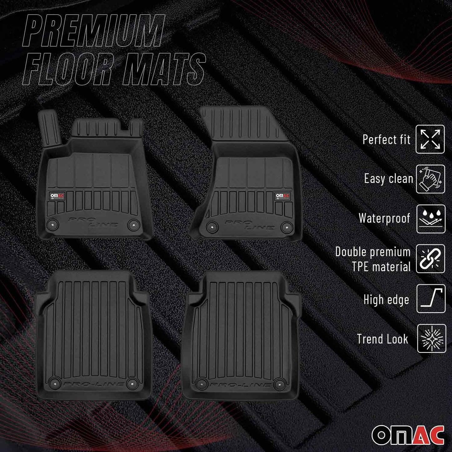2010-2017 Audi A8 Long Version Premium Floor Mats Liners Full Set All Weather Heavy Duty