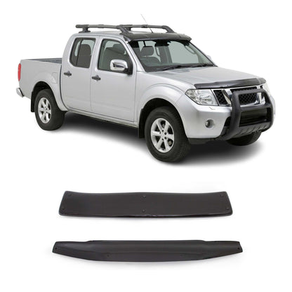 2005-2021 Nissan Frontier Windshield Sun Visor & Bug Shield Hood Deflector Kit 2Pcs Smoke