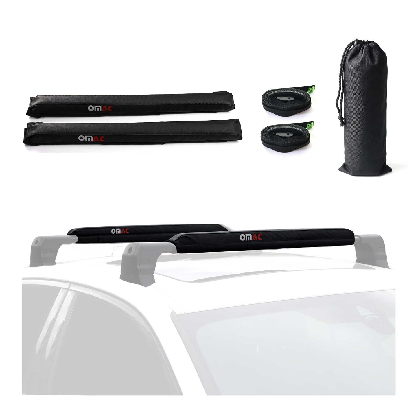 Kia 19" Roof Rack Pads Surfboard Windsurf Crossbar Pads Black 2 Pcs