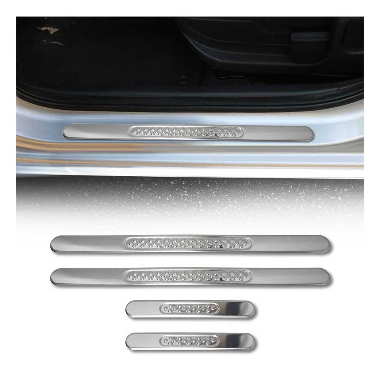 Door Sill Scuff Plate Scratch Protector Stainless Steel Chrome Gloss 4 Pcs