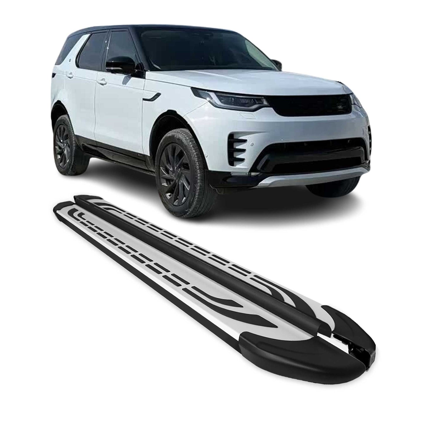 2017-2026 Land Rover Discovery Running Boards Side Steps Silver & Black