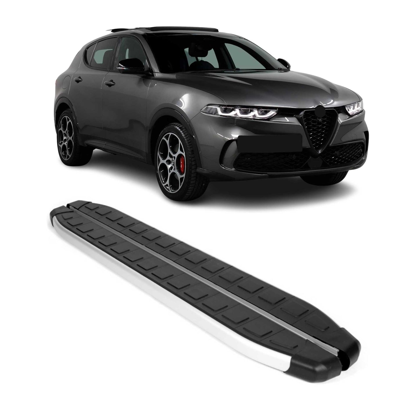 2023-2026 Alfa Romeo Tonale Running Boards Side Steps Silver & Black
