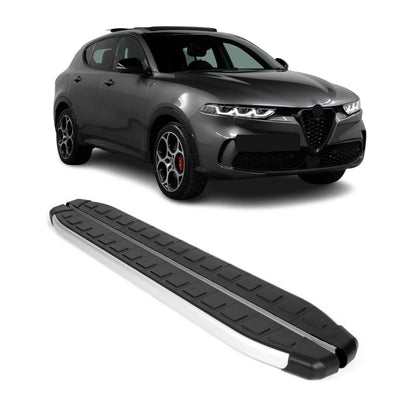 2023-2026 Alfa Romeo Tonale Running Boards Side Steps Silver & Black
