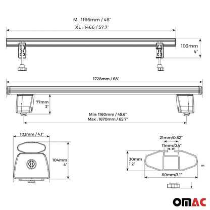 Ford F-150 F-250 F-350 Truck Bed Rack System Alu Pick Up Sliding Rack Silver 4Pcs